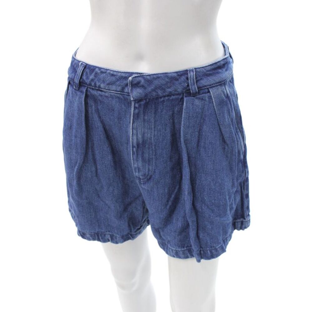 The New Society Women Paperbag Blue Lyocell Shorts Button Size L